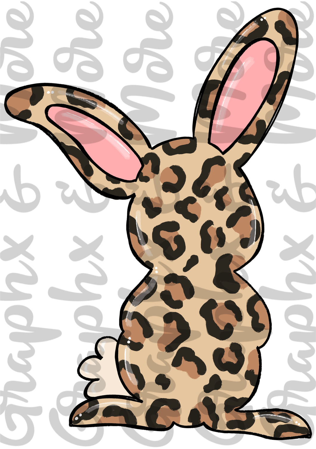 Leopard Bunny PNG | Sublimation Design | Hand Drawn