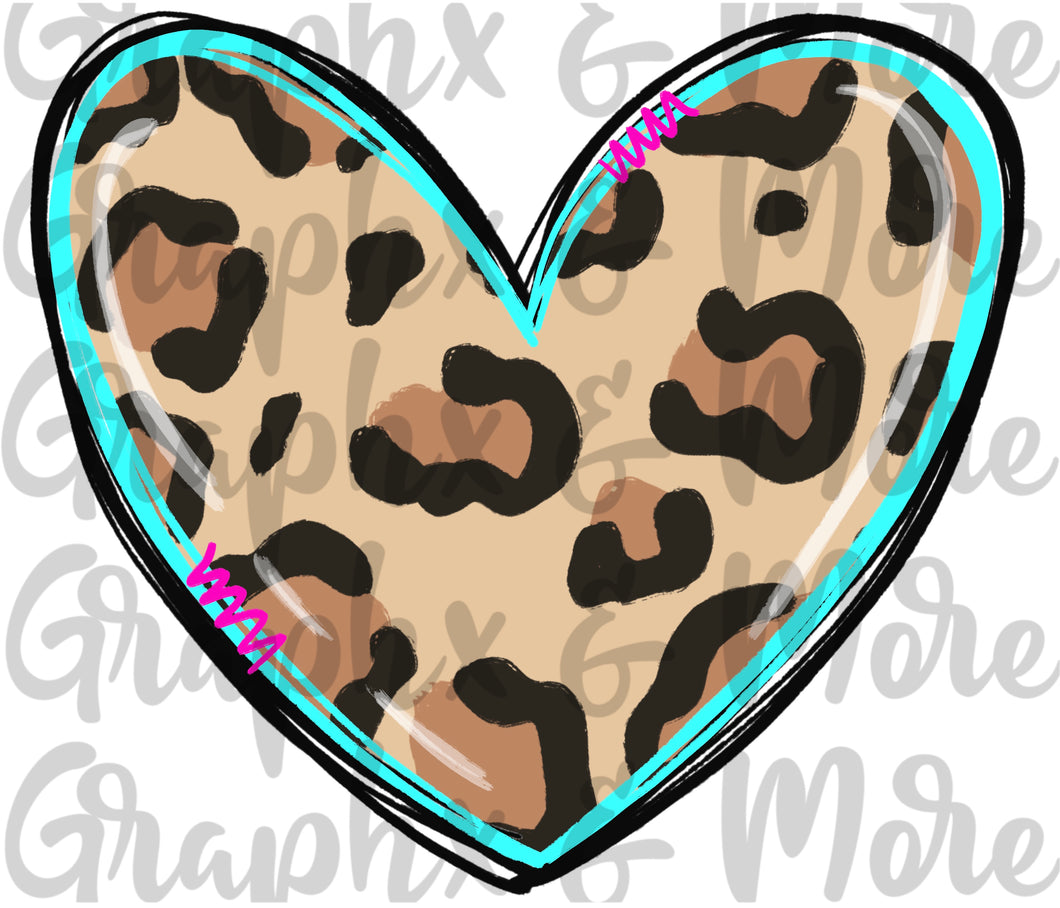 Leopard Heart PNG | Sublimation Design | Hand Drawn