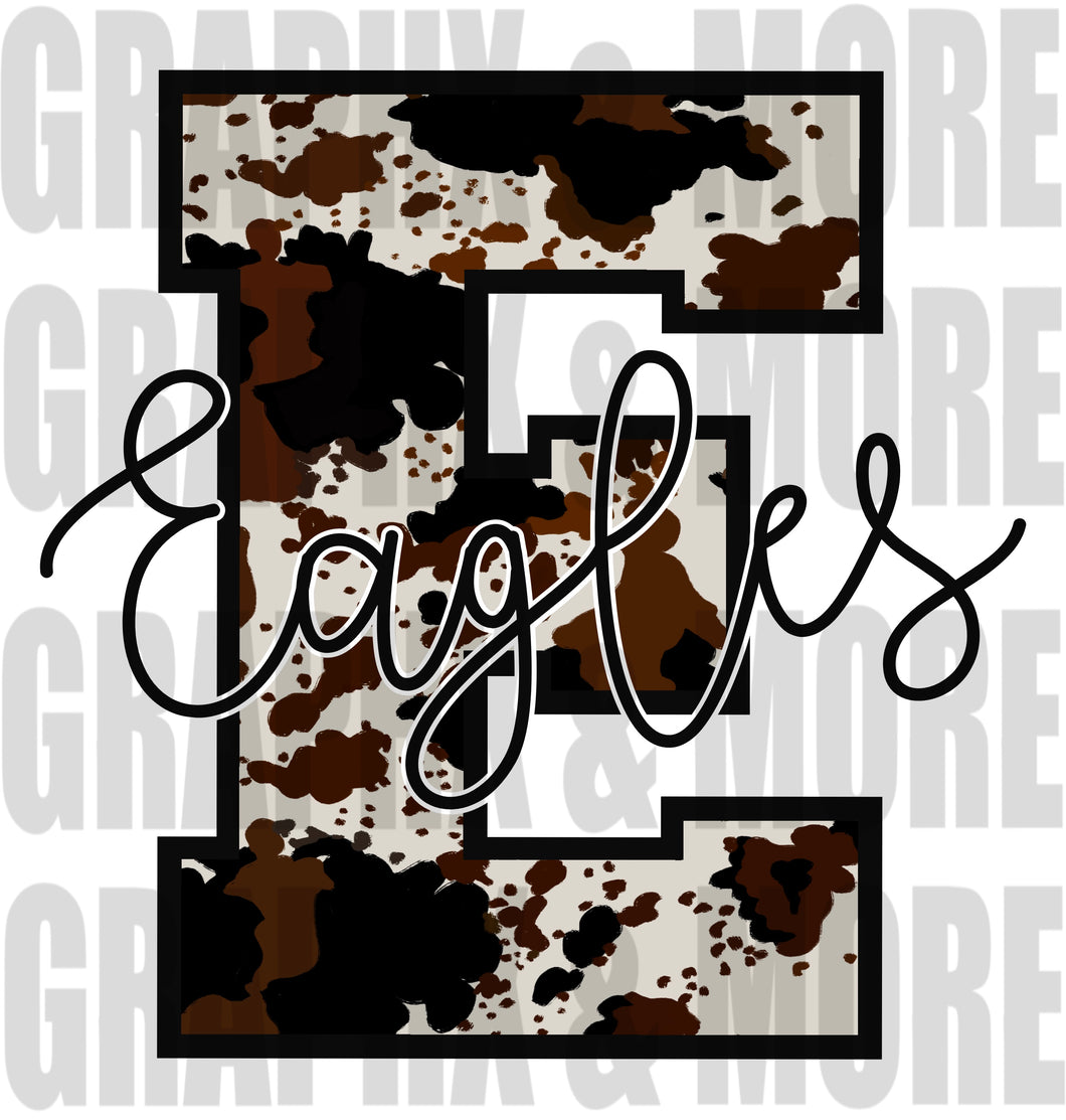 Cowprint E Eagles PNG | Hand Drawn | Sublimation Design