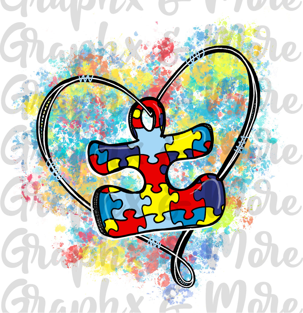 Autism Splatter PNG | Hand Drawn | Sublimation Design