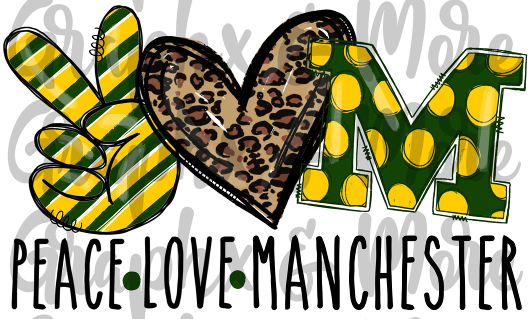 Peace Love Manchester PNG | Sublimation Design | Hand Drawn