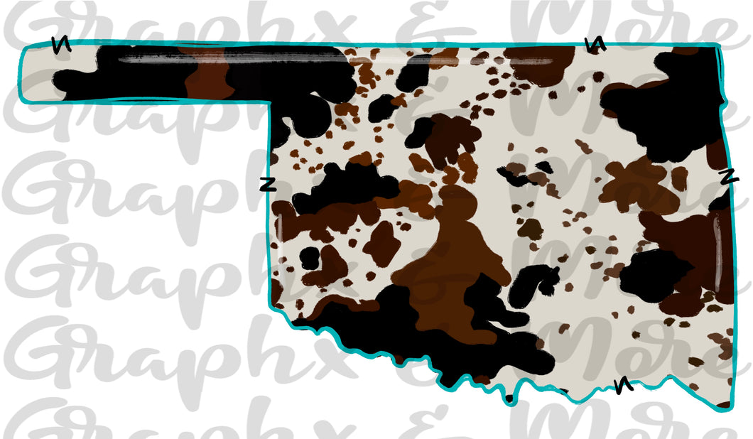 Cowhide OK PNG | Oklahoma | Sublimation Design | Hand Drawn