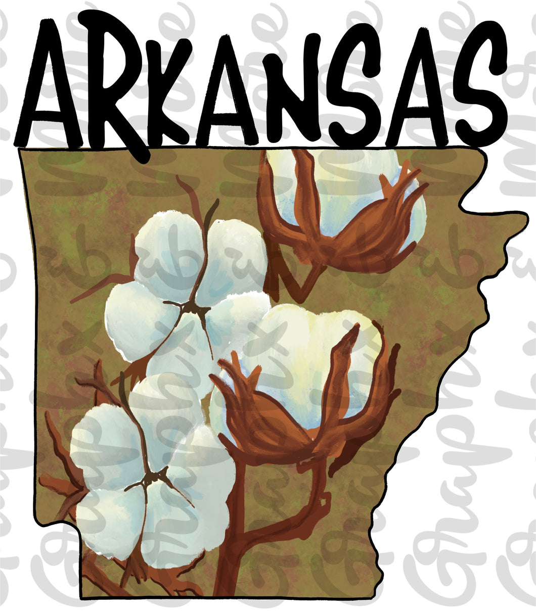 Cotton Arkansas PNG | Sublimation Design | Hand Drawn