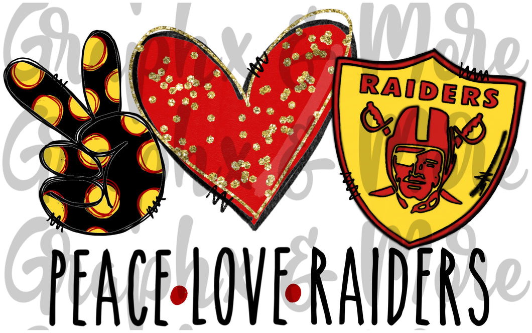 Peace Love Raiders PNG | Sublimation Design | Hand Drawn