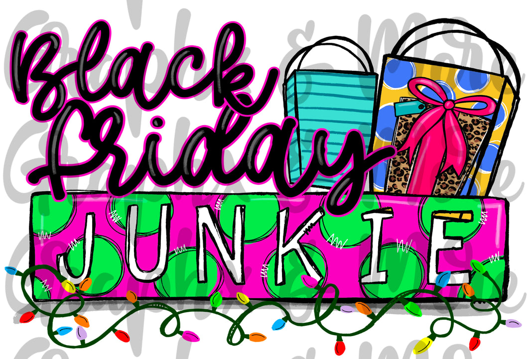 Black Friday Junkie PNG | Hand Drawn | Sublimation Design