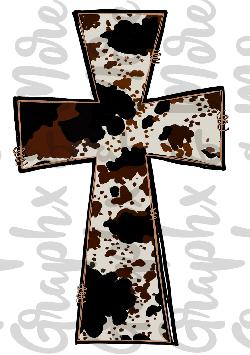 Cow Print Cross PNG | Hand Drawn | Sublimation Design