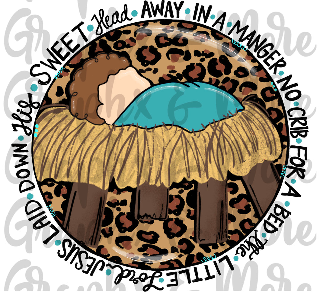 Away in a Manger PNG | Hand Drawn | Sublimation Design