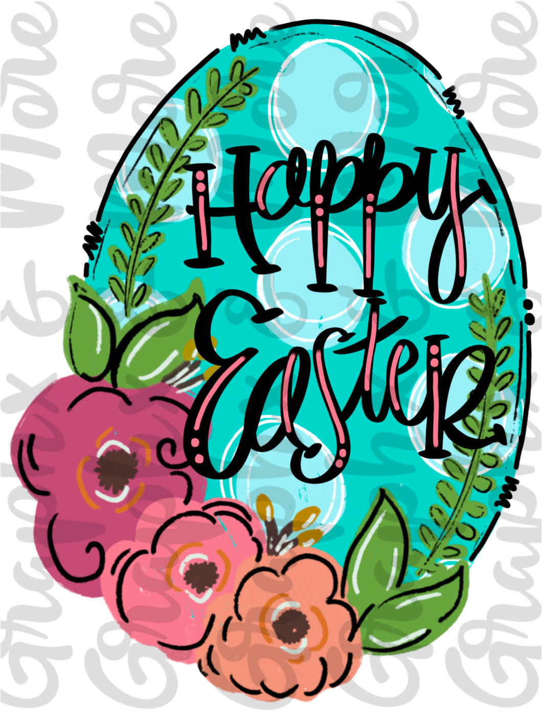 Happy Easter Egg PNG | Sublimation Design | Hand Drawn
