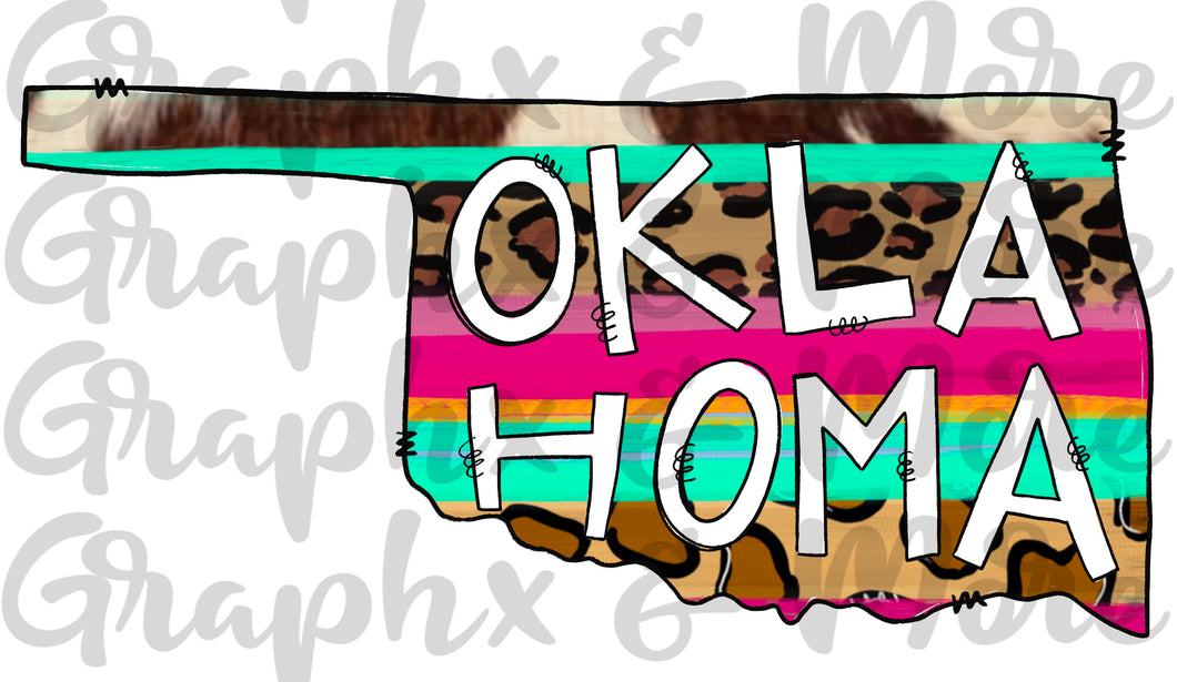 Oklahoma Stripes PNG | Sublimation Design | Hand Drawn | OK