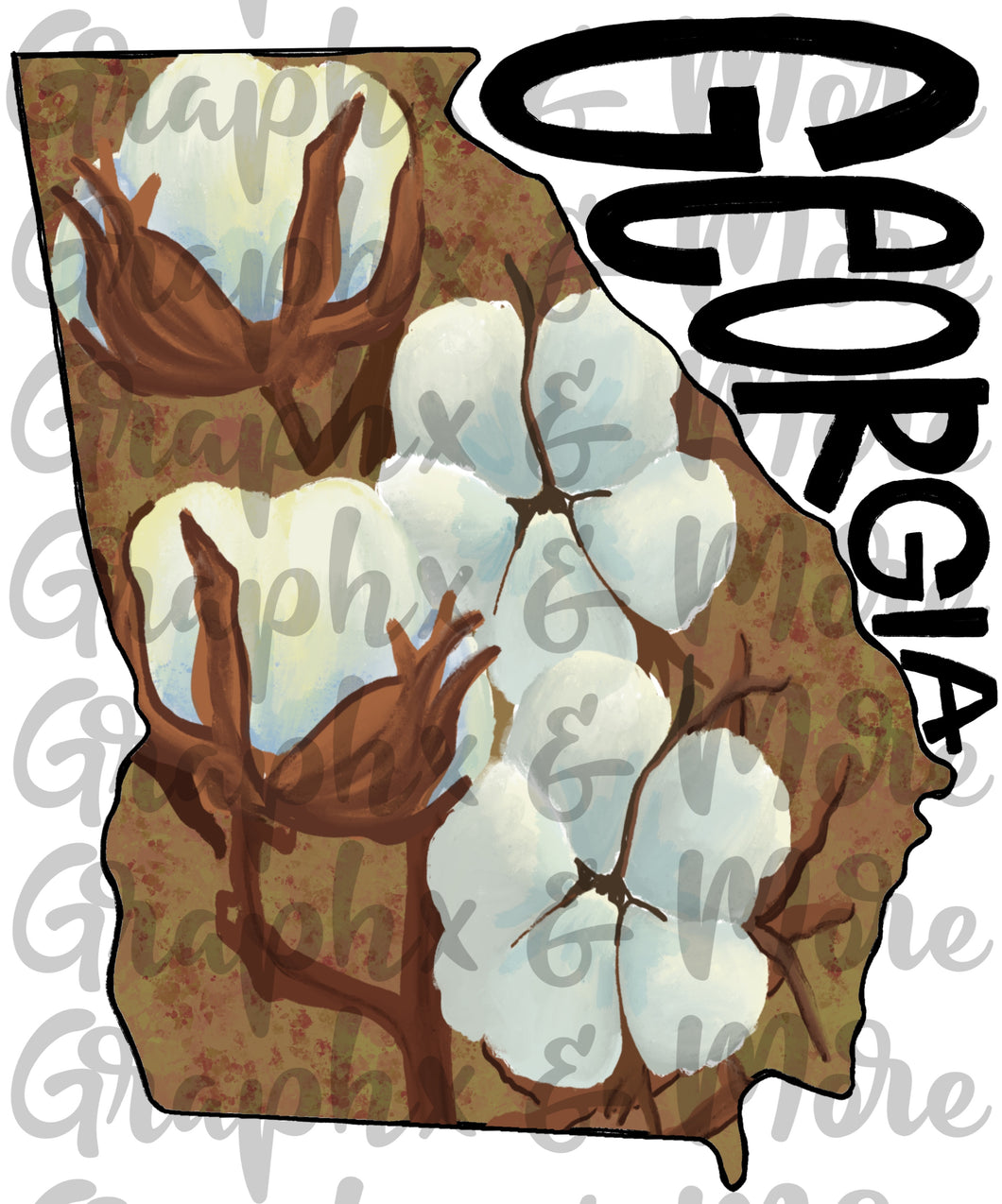 Cotton Georgia PNG | Sublimation Design | Hand Drawn