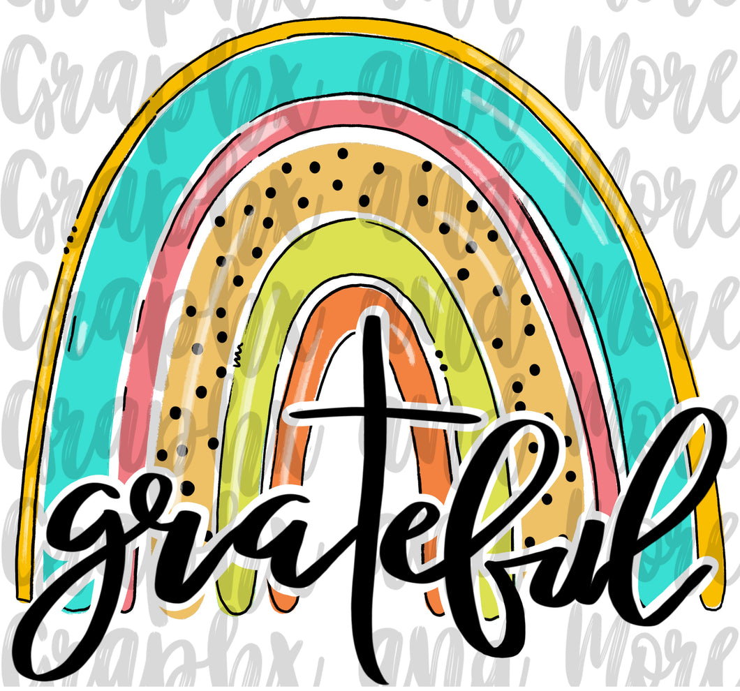 Bright Grateful Rainbow PNG | Sublimation Design | Hand Drawn