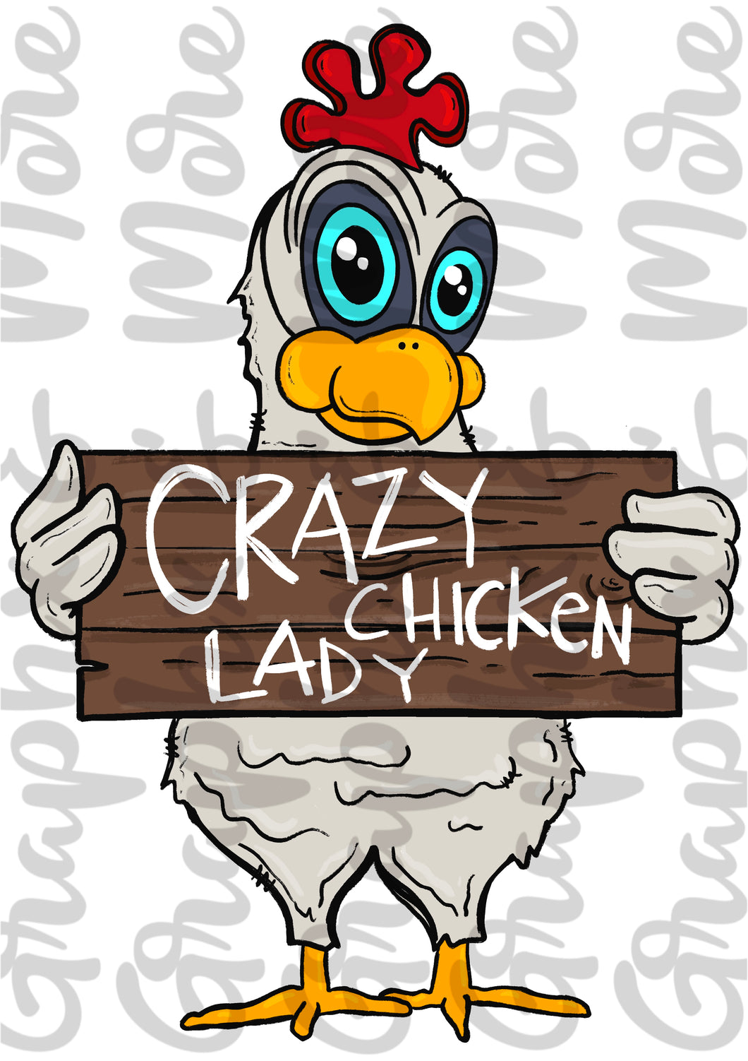 Crazy Chicken Lady PNG | Sublimation Design | Hand Drawn