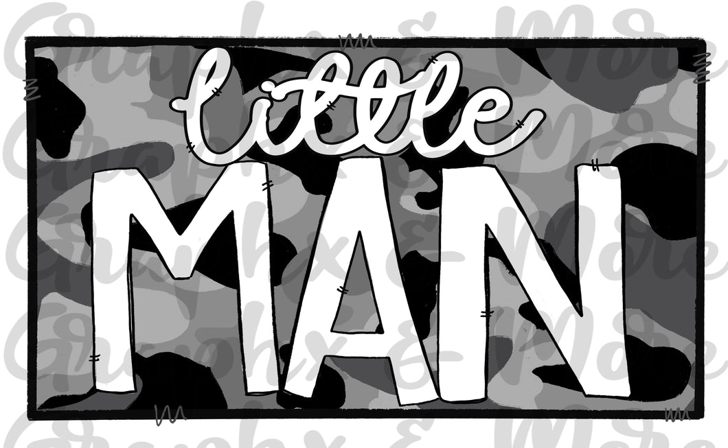 Little Man Gray Camo PNG | Sublimation Design | Hand Drawn