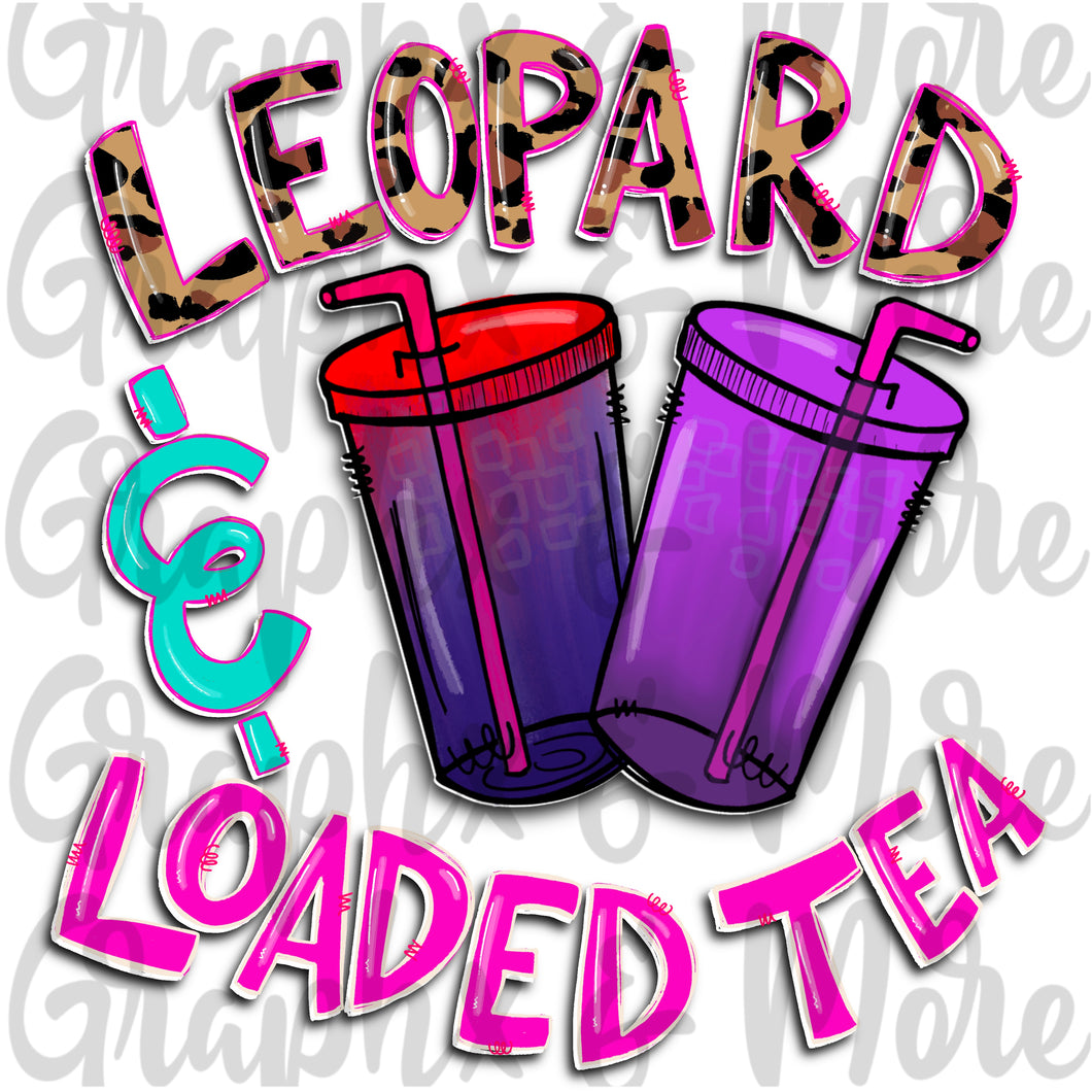 Leopard & Loaded Tea PNG | Hand Drawn | Sublimation Design