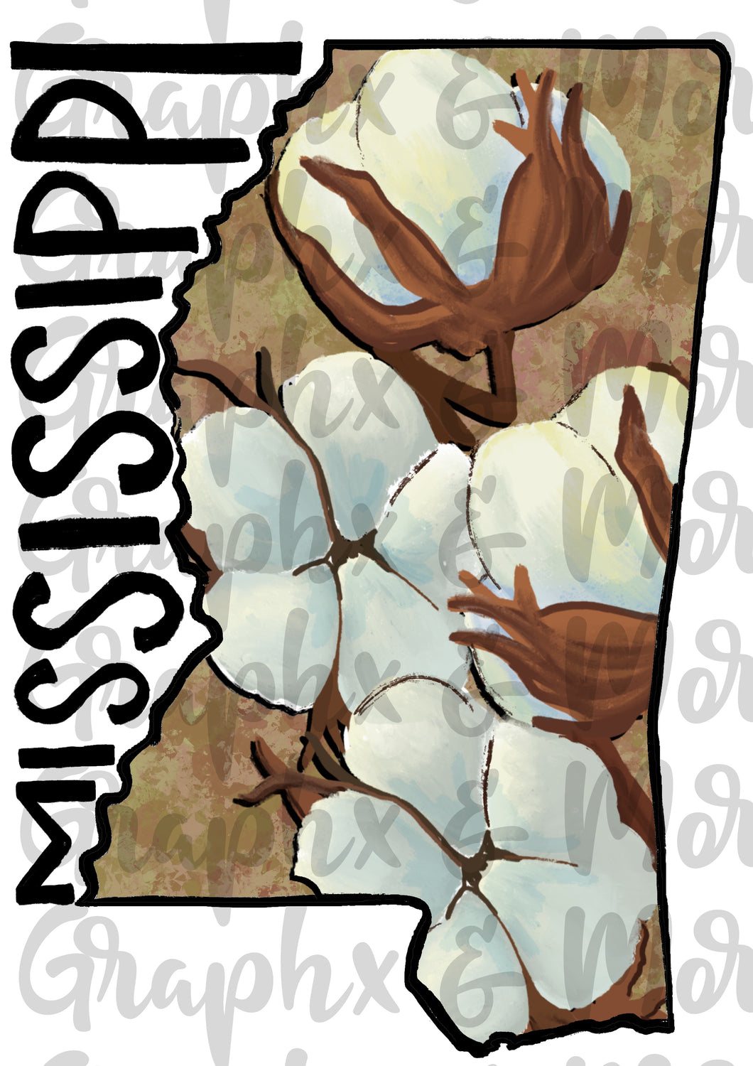 Cotton Mississippi PNG | Sublimation Design | Hand Drawn