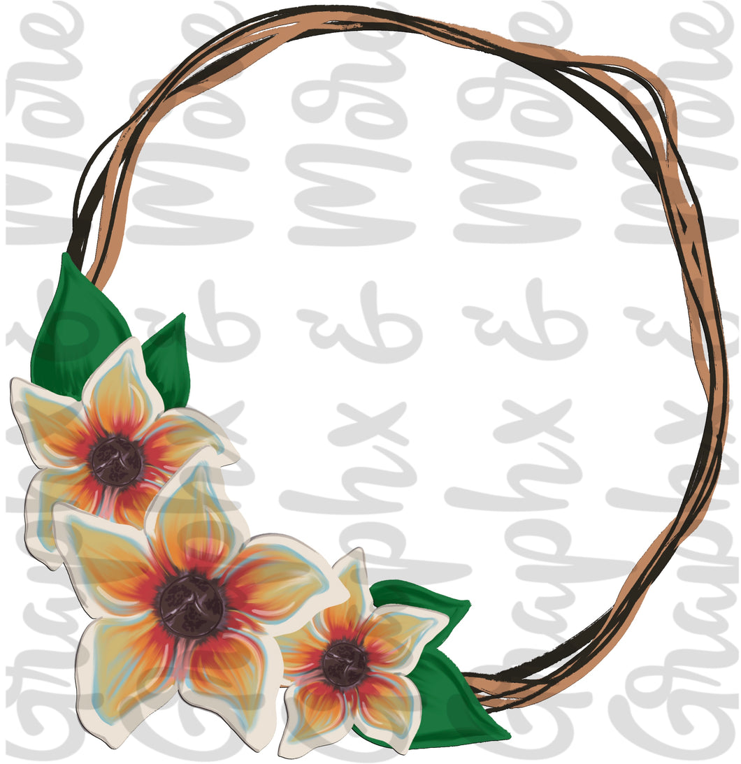 Floral Frame PNG | Hand Drawn | Sublimation Design