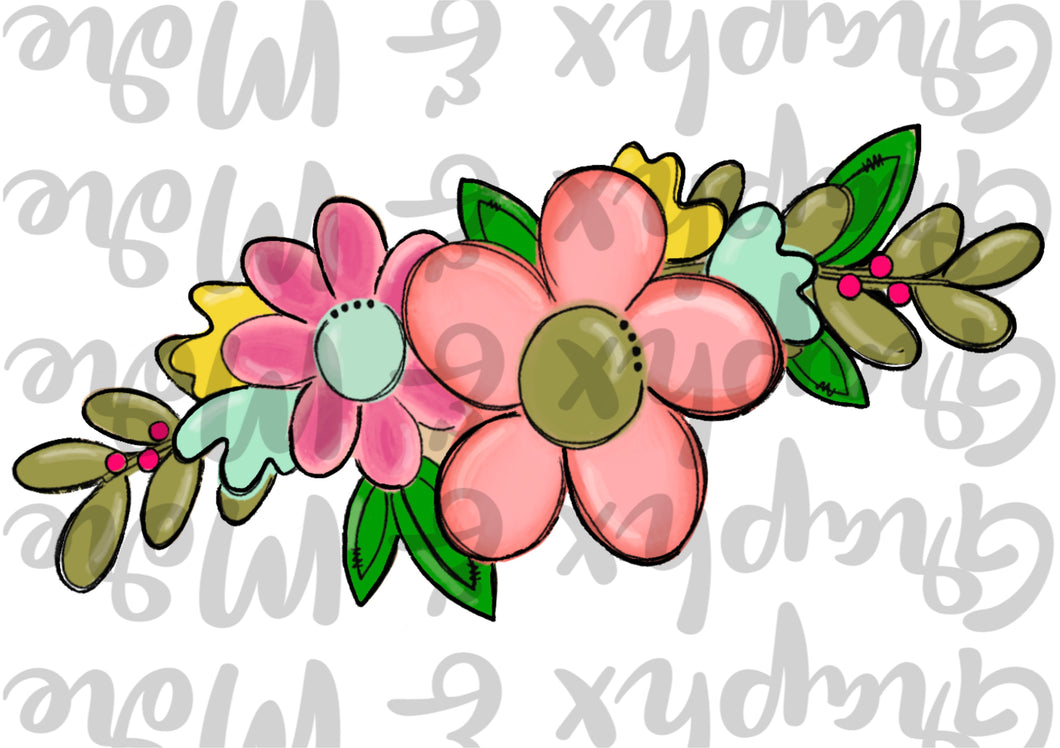 Floral PNG | Sublimation Design | Hand Drawn