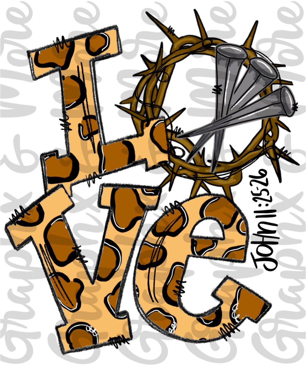 Leopard Love Crown PNG | Sublimation Design | Hand Drawn