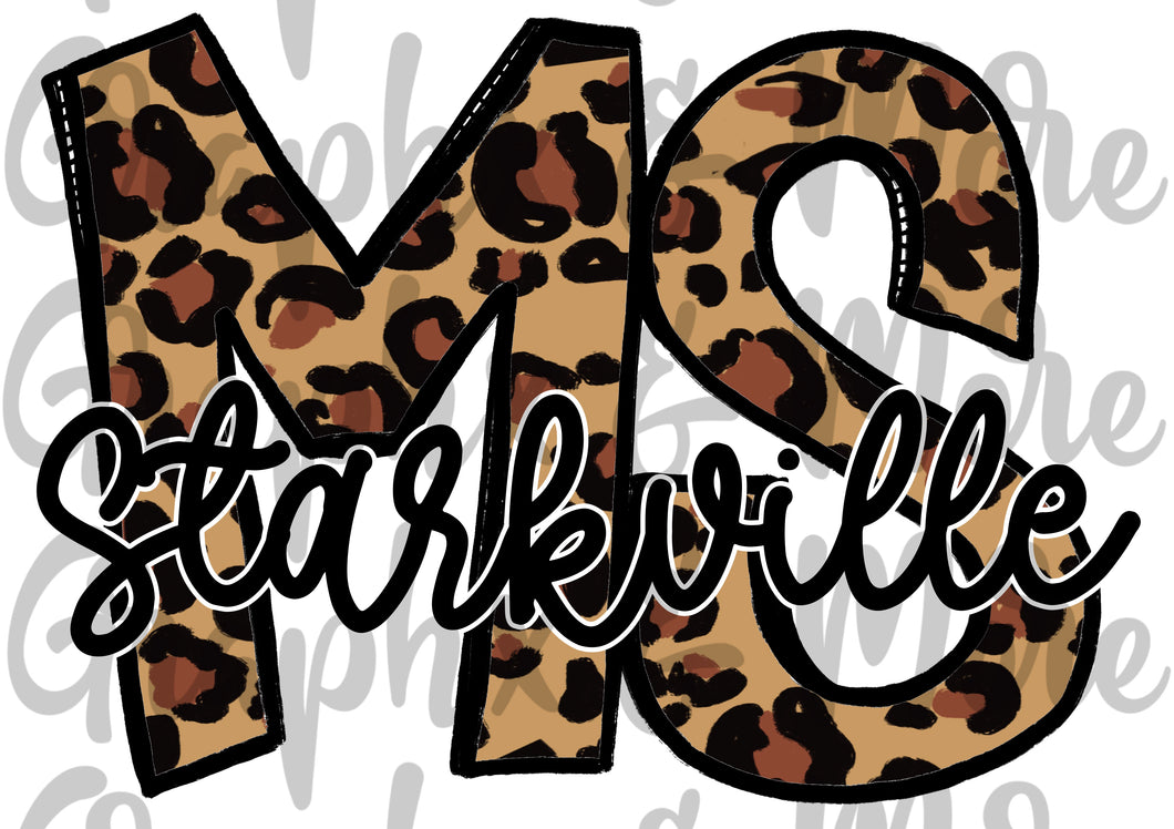 Leopard Starkville MS PNG | Sublimation Design | Hand Drawn