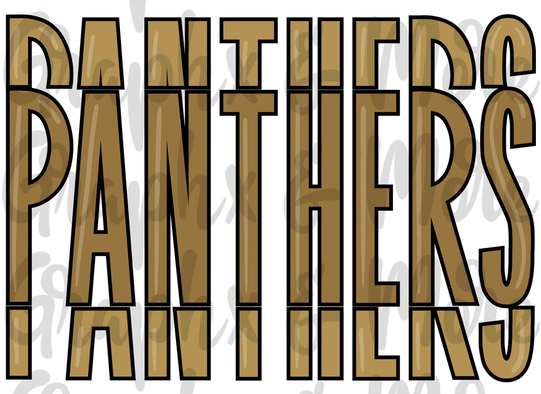 Stacked Panthers PNG | Sublimation Design | Hand Drawn