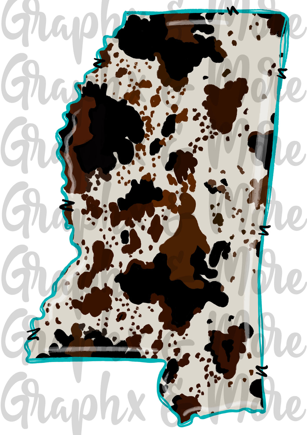 Cowhide MS PNG | Sublimation Design | Hand Drawn
