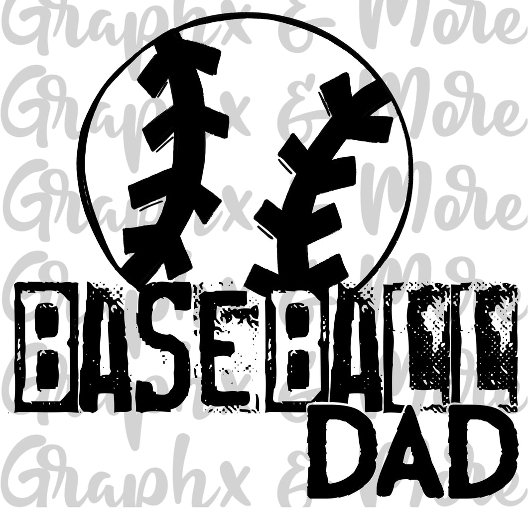 Single Color Baseball Dad PNG | Sublimation Design | Hand Drawn