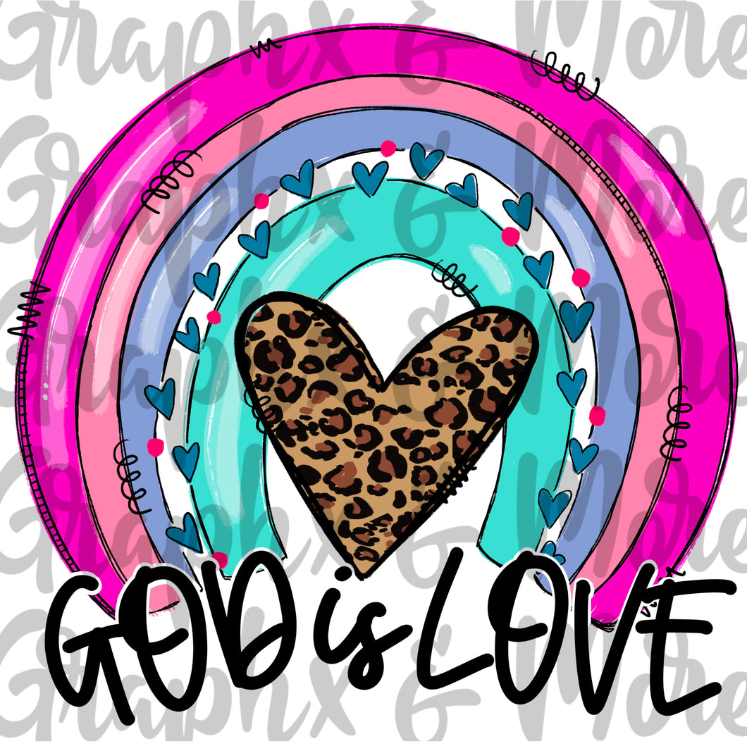 God is Love Rainbow PNG | Hand Drawn | Sublimation Design