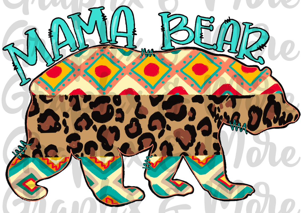 Mama Bear PNG | Sublimation Design | Hand Drawn