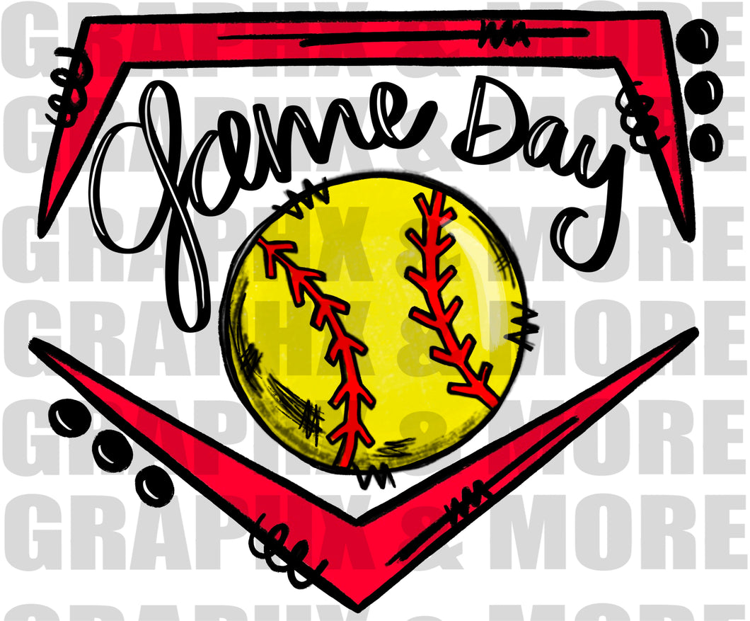 Game Day Softball PNG | Sublimation Design | Hand Drawn