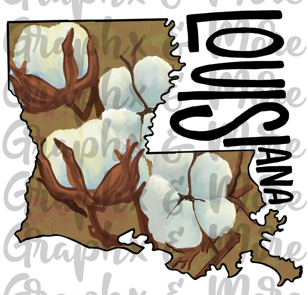 Cotton Louisiana PNG | Sublimation Design | Hand Drawn