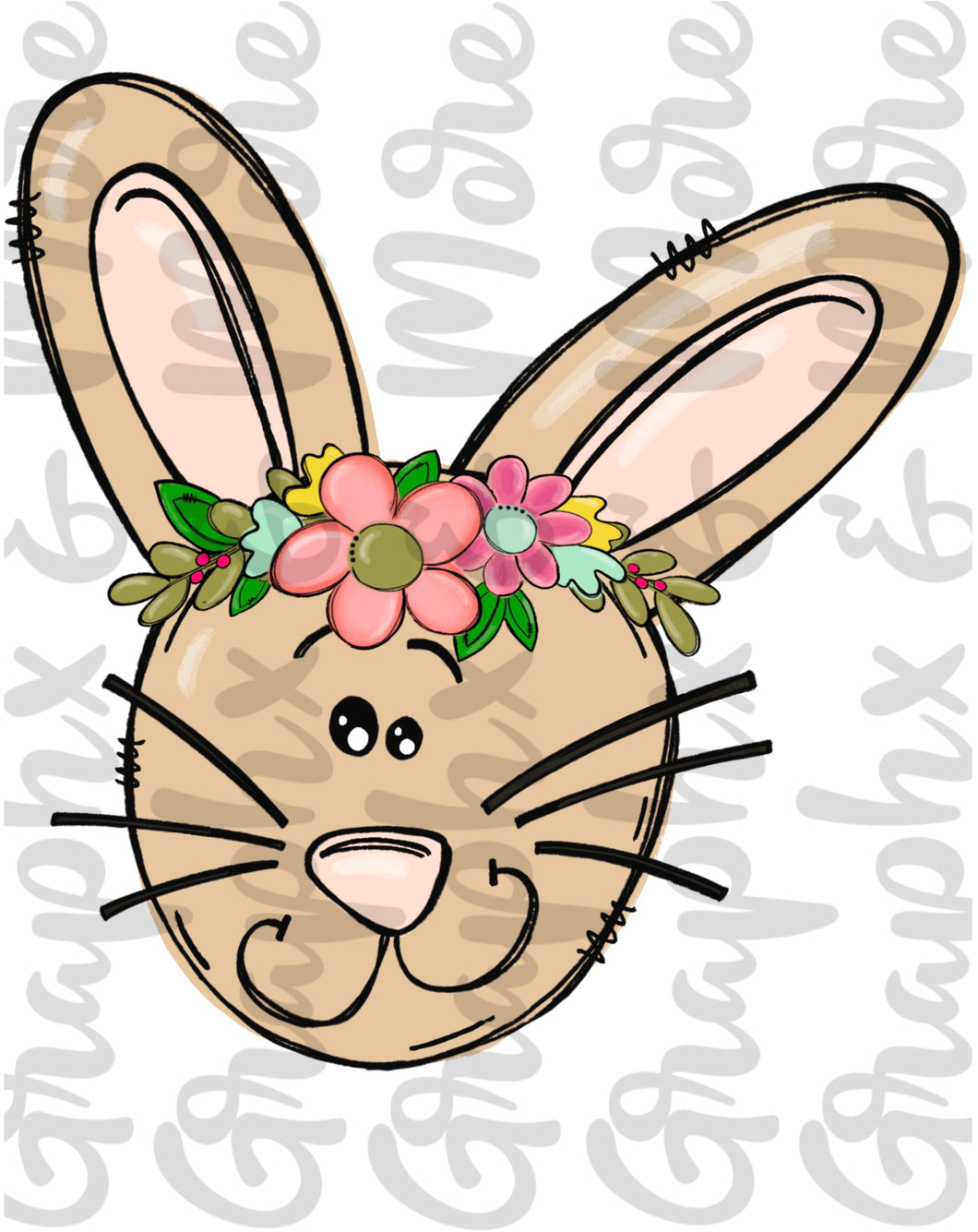 Girl Bunny PNG | Sublimation Design | Hand Drawn