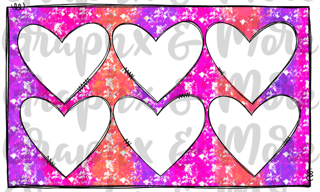 Splatter Hearts Block PNG | Hand Drawn | Sublimation Design