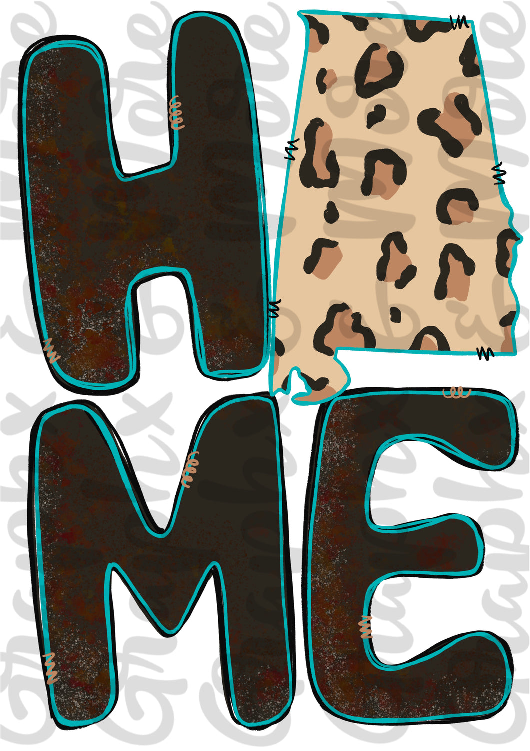 Leopard HOME AL PNG | Sublimation Design | Hand Drawn