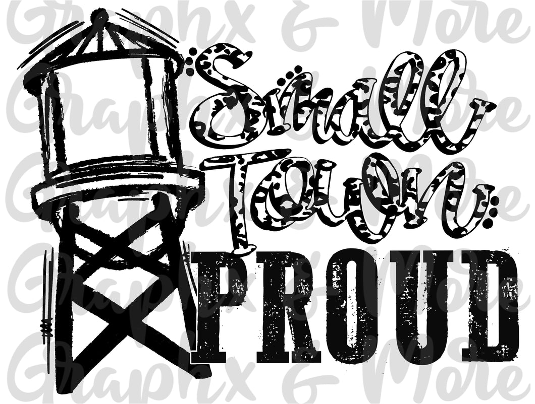 Single Color Small Town Proud PNG | Sublimation Design | Hand Drawn