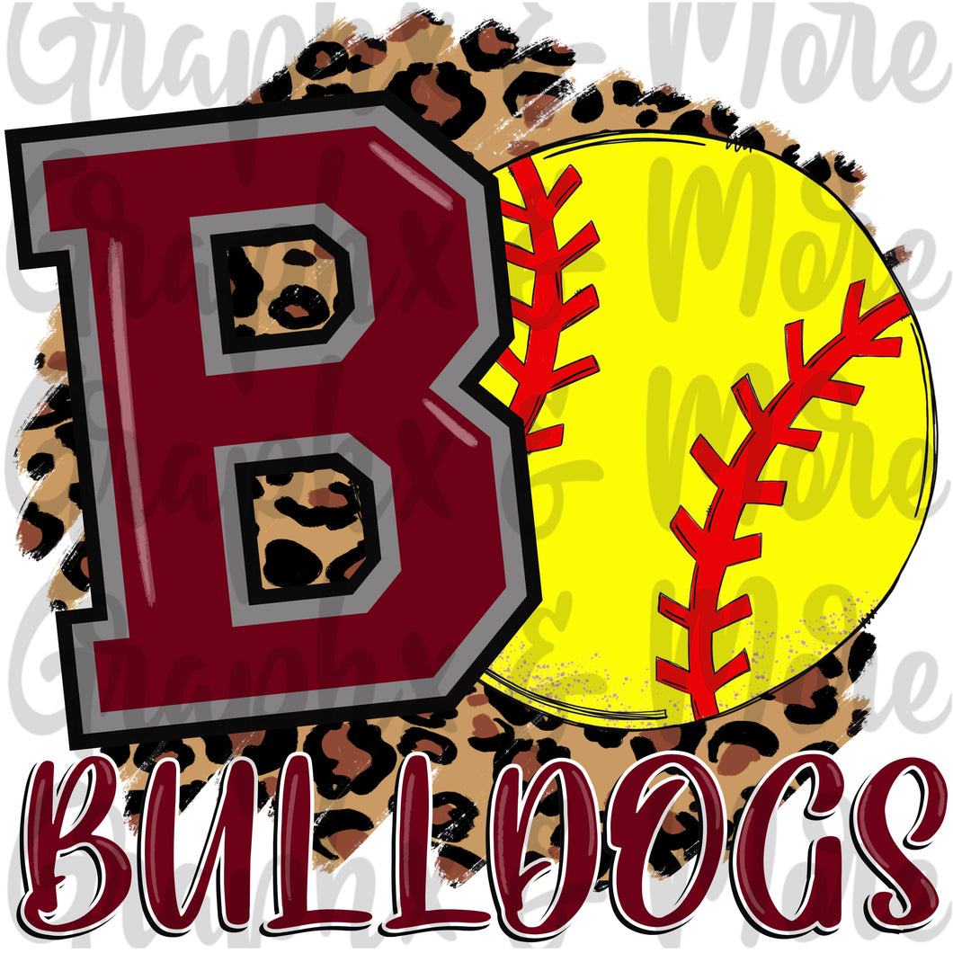 Bulldogs Softball PNG | Maroon & Gray | Sublimation Design | Hand Drawn