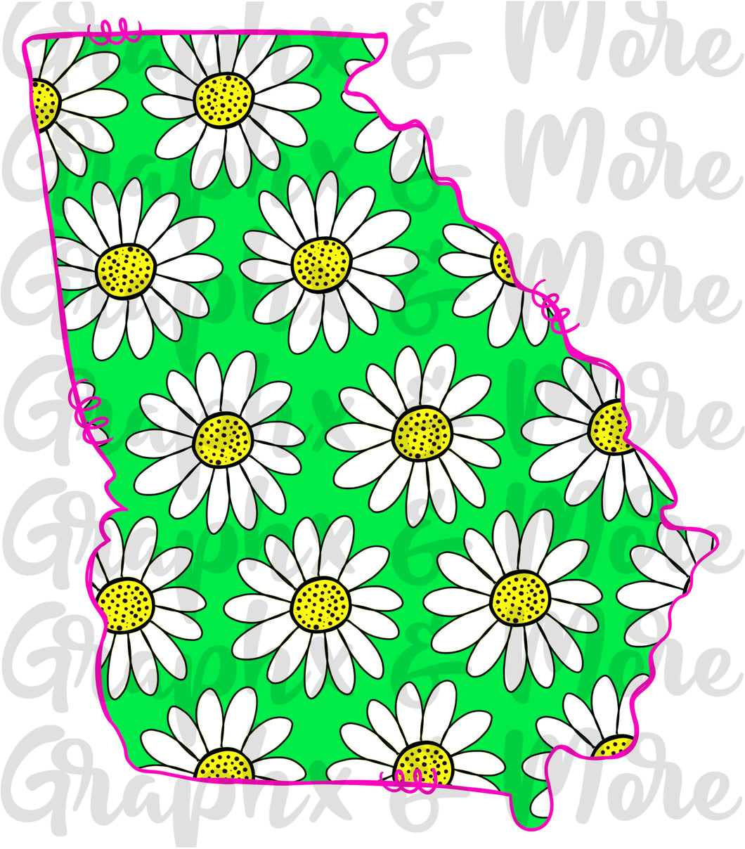 Daisies Georgia PNG | GA | Sublimation Design | Hand Drawn