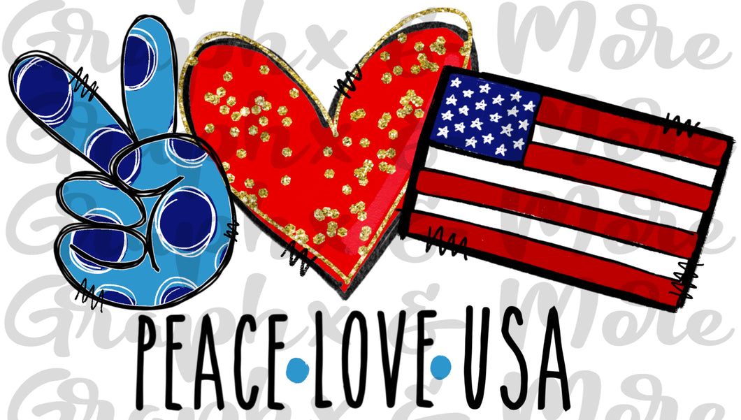 Peace Love USA PNG | Sublimation Design | Hand Drawn