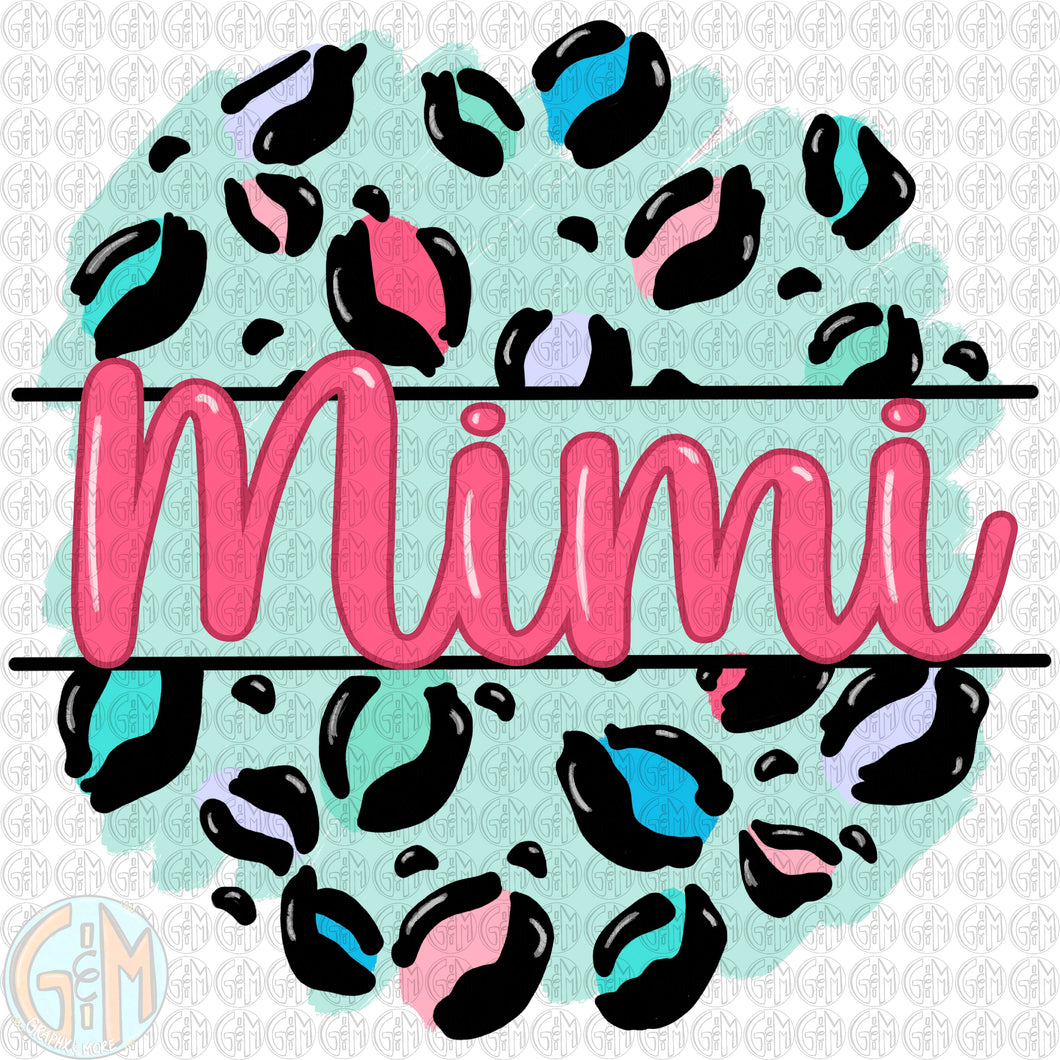 Pastel Leopard Mimi PNG | Sublimation Design | Hand Drawn