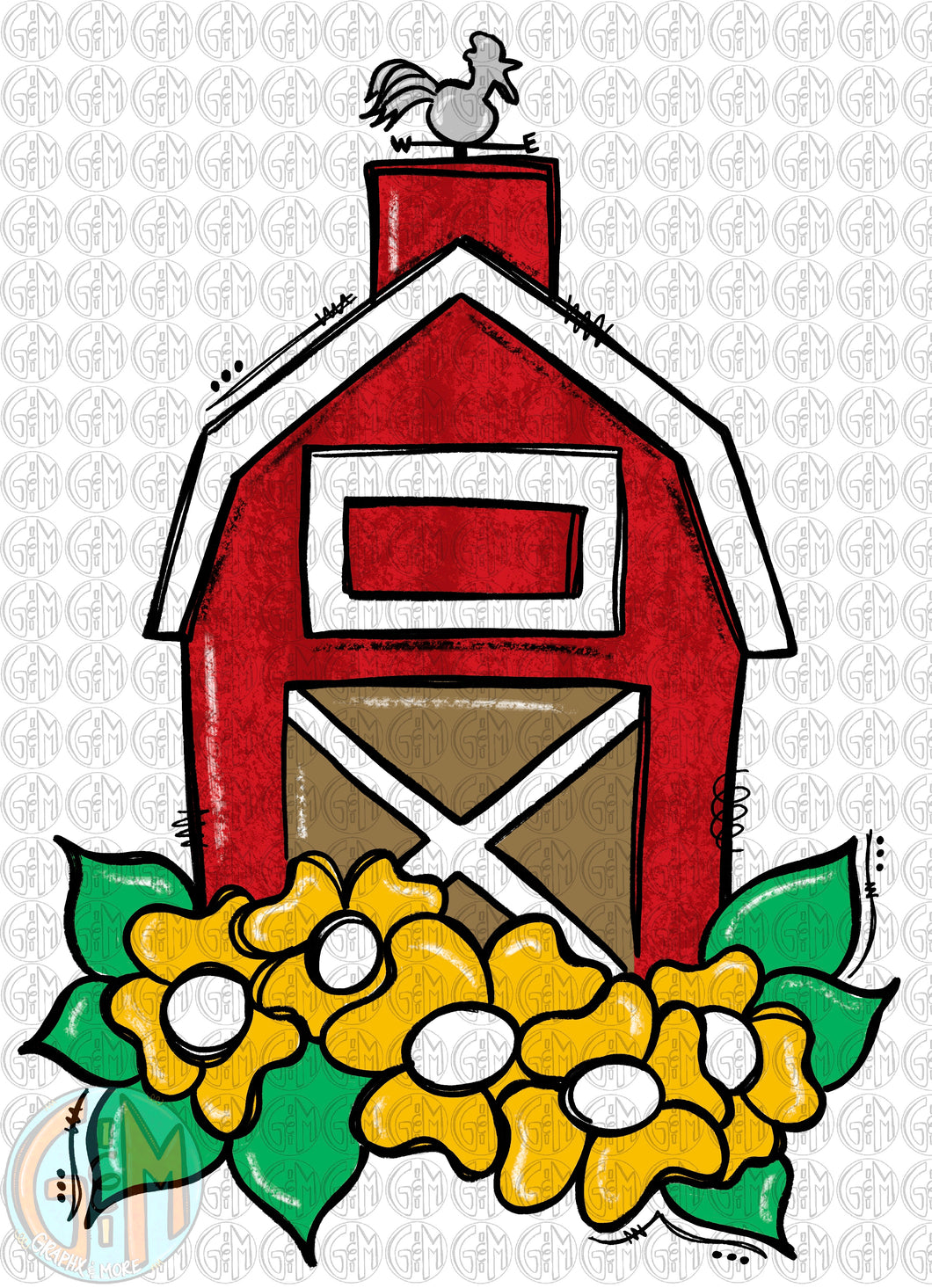 Red Barn PNG | Sublimation Design | Hand Drawn