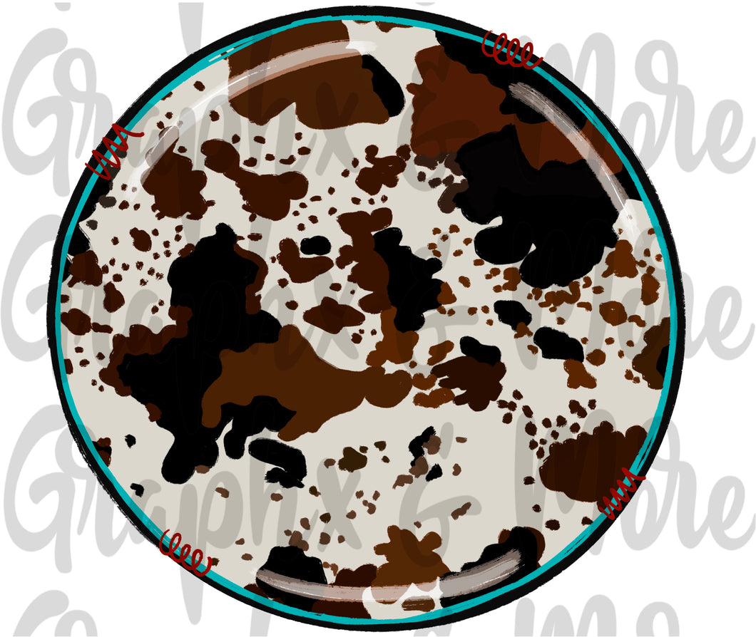Cowhide Circle PNG | Hand Drawn | Sublimation Design