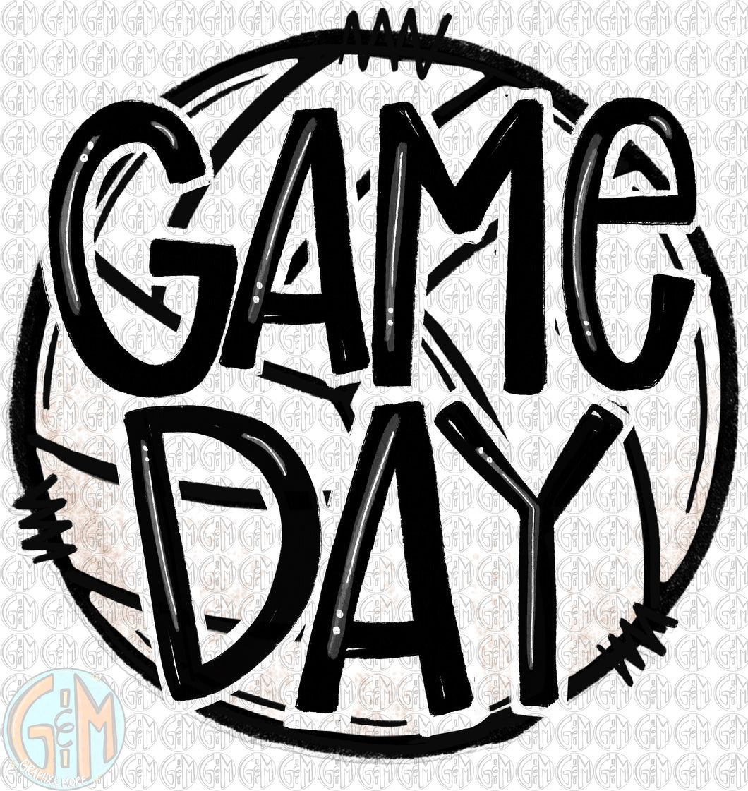 Game Day Volleyball PNG | Sublimation Design | Hand Drawn