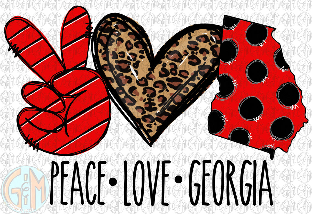 Peace Love Georgia PNG | Hand Drawn | Sublimation Design