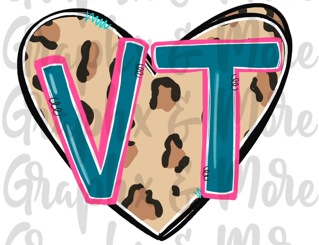 Leopard Heart VT PNG | Vermont | Sublimation Design | Hand Drawn