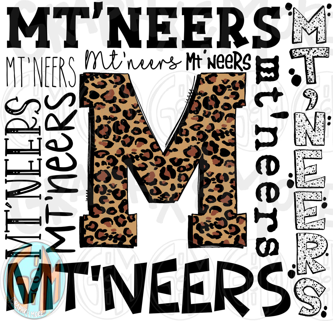 Leopard Mt’neers Collage PNG | Sublimation Design | Hand Drawn