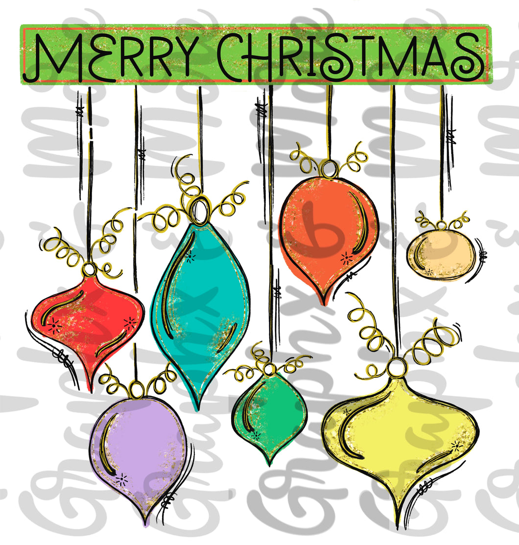 Merry Christmas Ornaments PNG | Sublimation Design | Hand Drawn