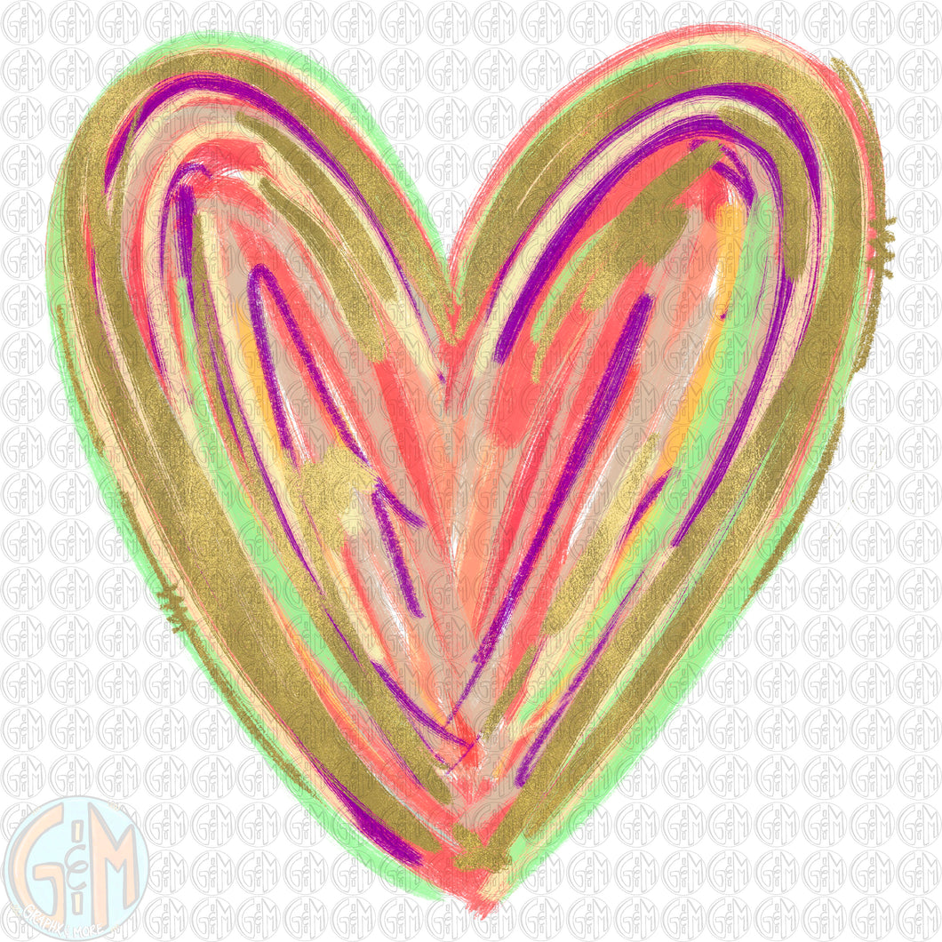Fun Foil Heart PNG | Hand Drawn | Sublimation Design