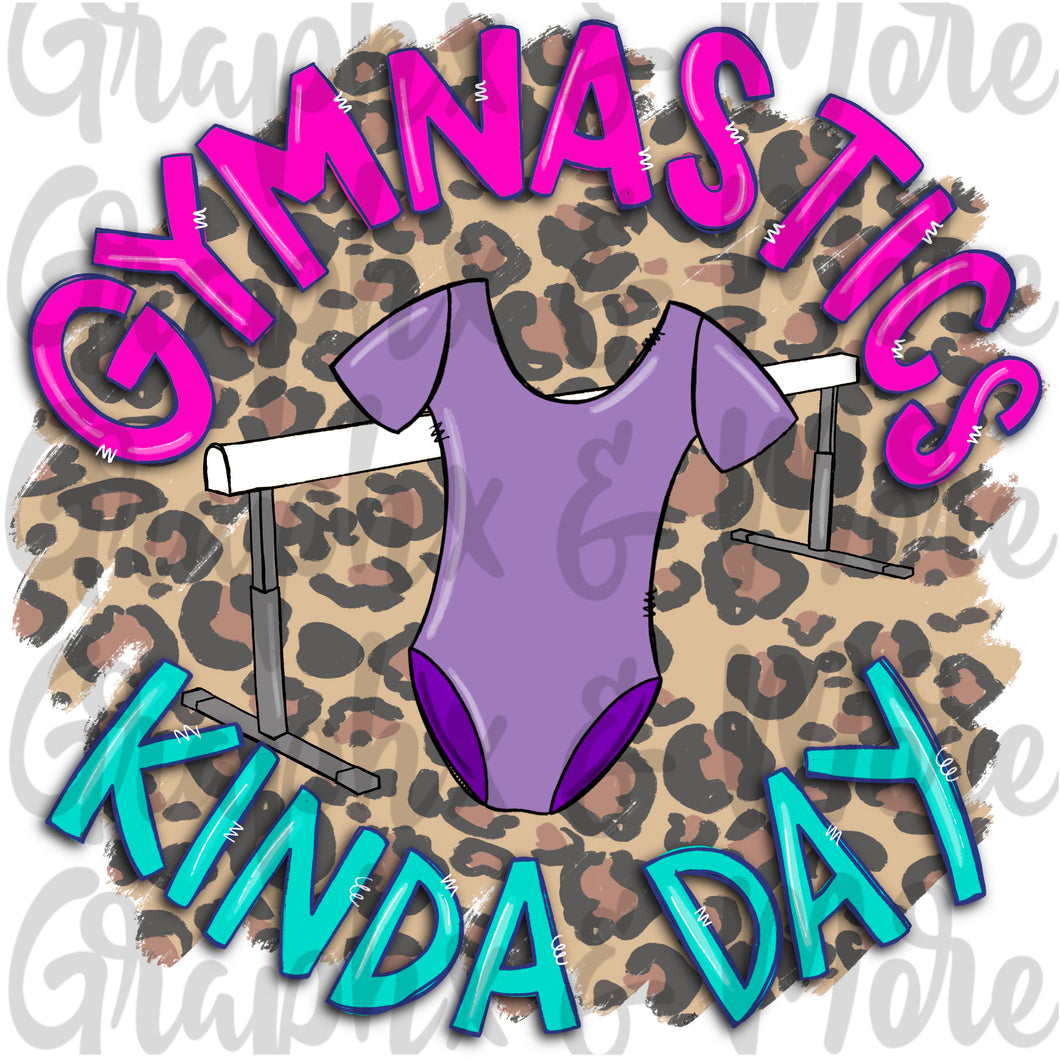 Gymnastics Kinda Day PNG | Leopard | Sublimation Design | Hand Drawn