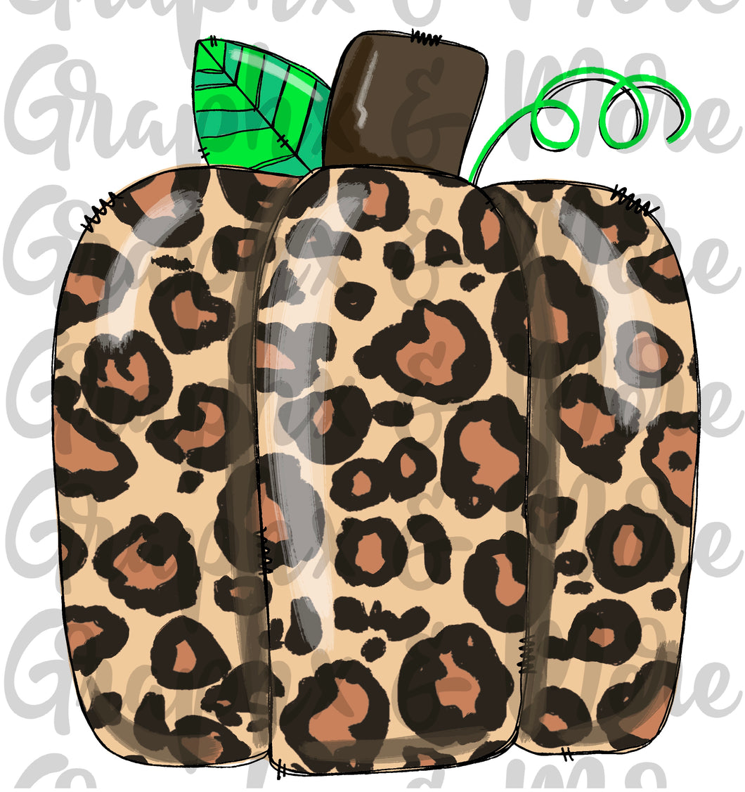 Leopard Pumpkin PNG | Sublimation Design | Hand Drawn