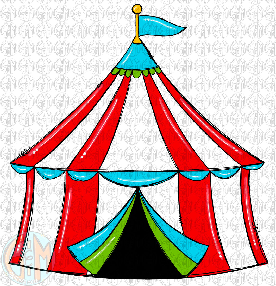 Circus Tent PNG | Sublimation Design | Hand Drawn