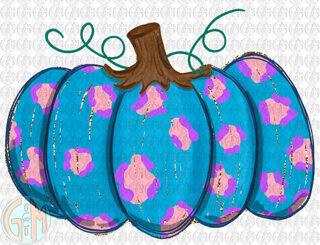 Bright Leopard Pumpkin PNG | Sublimation Design | Hand Drawn